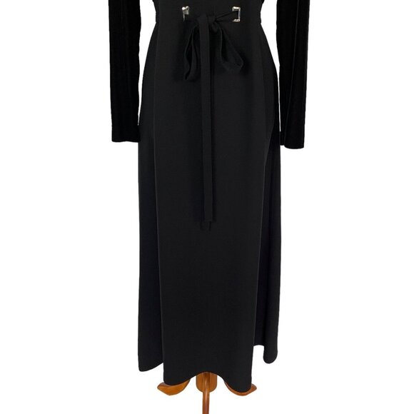 David Warren Formal Vintage Dress 6 Black Maxi Long Sleeve Retro Elegant - Picture 4 of 9